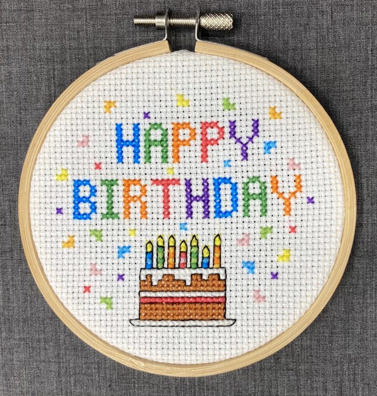 Happy Birthday with Cake PDF Pattern